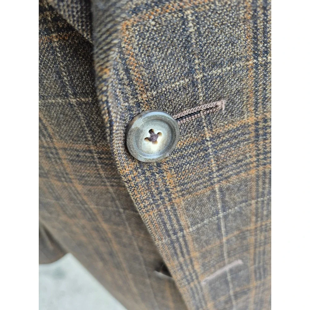 Jos A Bank Signature Collection Mens Brown Plaid 2 Button Blazer Sport Coat 42 R